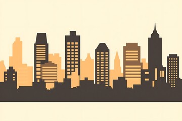 Naklejka premium A stylized illustration depicting a silhouette of a city skyline
