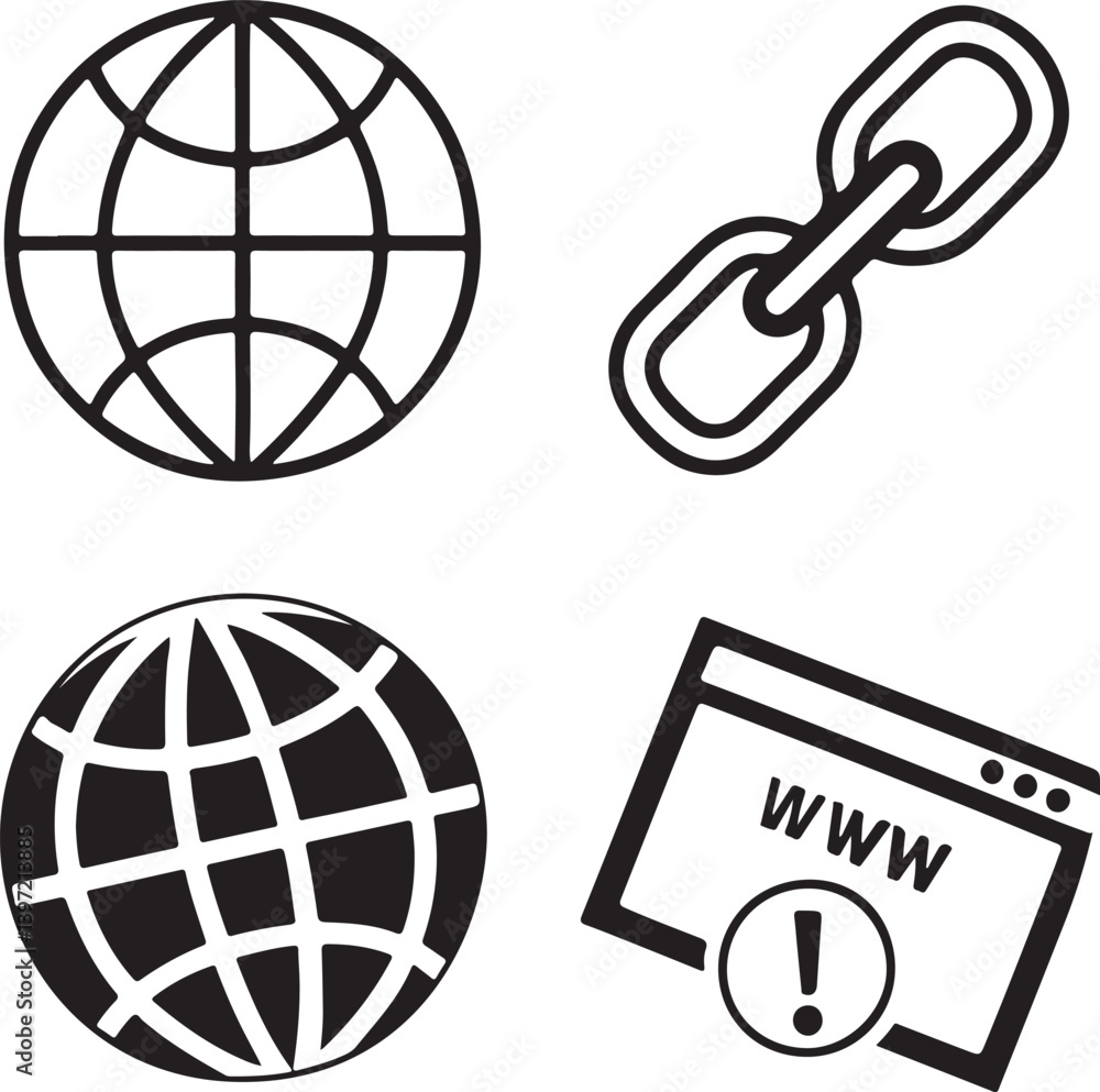 Poster vector set of globe icons for web design features global symbols like earth and network