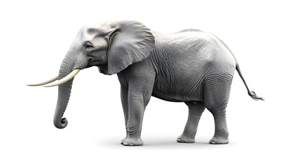 Obraz premium Elephant Standing on the Ground with White Background