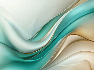 Obraz premium Abstract Wave: Captivating wave patterns undulate across the scene, showcasing elegant textures, a blend of teal and gold hues, evoking a sense of fluidity and sophistication. 