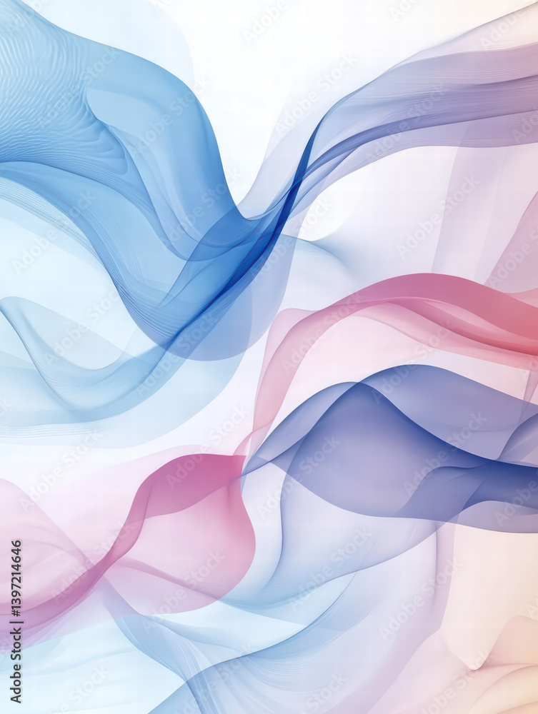 Aufkleber abstract flowing ribbons of color: an elegant display of delicate, translucent ribbons of blue, pink