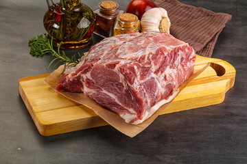 Raw pork neck meat for cooking