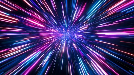 Vibrant cosmic burst of light, abstract digital representation of fast travel