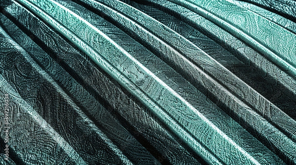Aufkleber abstract close-up of flowing teal and gray fabric, showcasing intricate textures and patterns