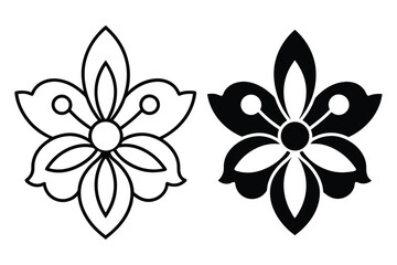 Ornament Element Flower, Silhouette Vector Illustration.