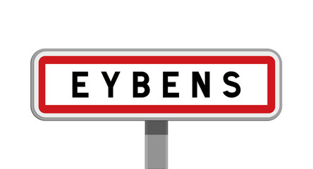 Panneau sur poteau d'Eybens, Isère, Auvergne-Rhône-Alpes