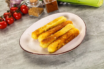 Crispy breaded mozarella cheese sticks