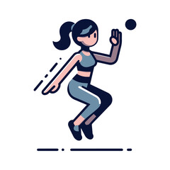 Minimal vector UI illustration cute athletic girl jogging jumping running