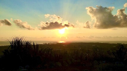 鹿児島県県与論島の夕方のビーチ