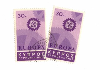 Vintage postage stamps from Cyprus.