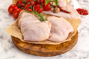 Raw chicken thighs for cooking