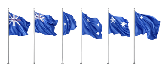 Pack of Flag of Australia Set Against Transparent Background for Educational, Cultural, or Graphic Design Projects