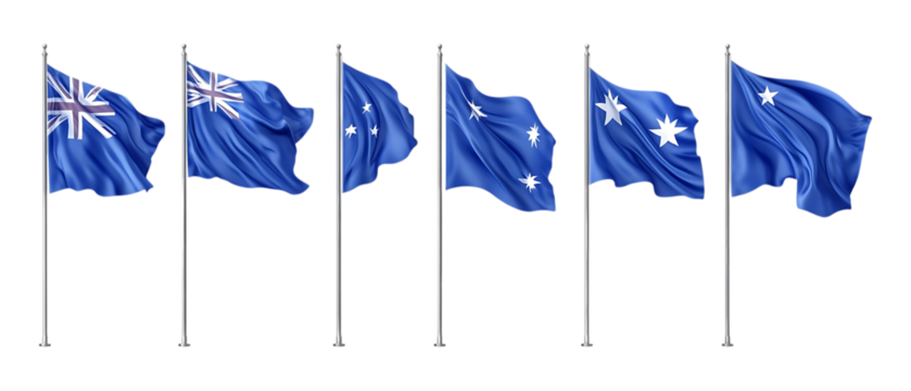 Pack of Flag of Australia Set Against Transparent Background for Educational, Cultural, or Graphic Design Projects