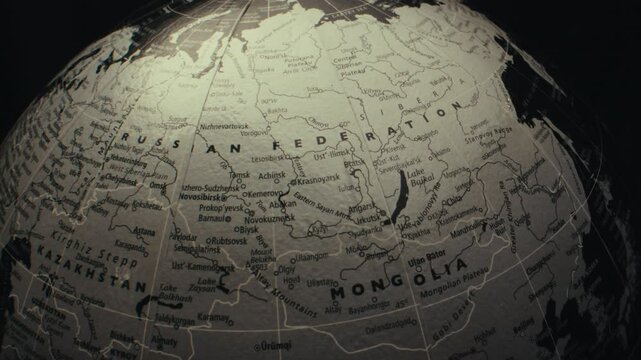 Dark map of Russia and Mongolia