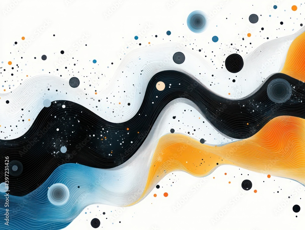 Poster abstract cosmic waves with vibrant colors and intricate patterns evoking energy and motion in a crea