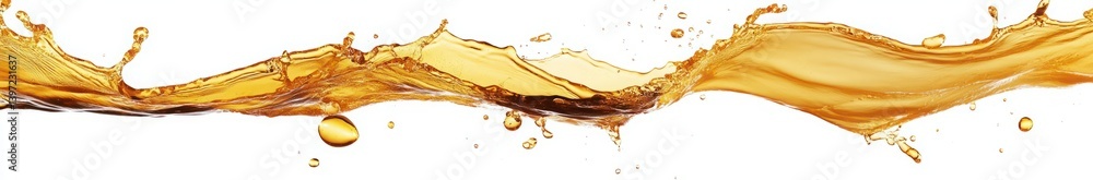 Poster golden liquid splash with dynamic movement isolated on white background for creative use in designs 