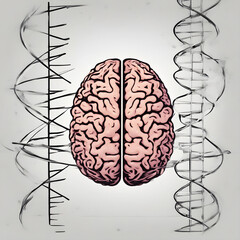 Fototapeta premium A 3D illustration of a human brain with a DNA helix integrated into its structure.
