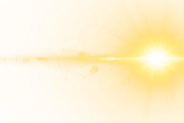 Bright Golden Sunburst Light Effect on Transparent Background with Glimmering Particles