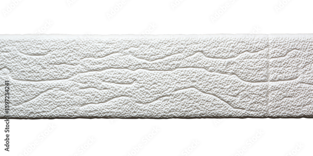 Poster a textured, white surface featuring intricate patterns resembling waves or ridges.
