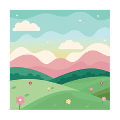 Fototapeta premium vector illustration of a rural landscape