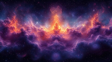 Fototapeta premium Cosmic Nebula Surrealism Vibrant Purple Intricate Patterns Ethereal Glow Universe Galaxy