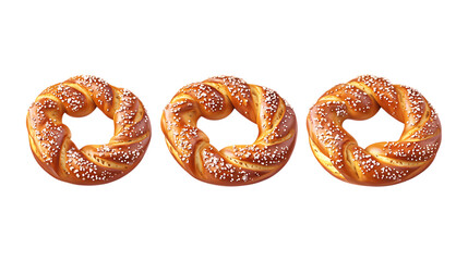 Fototapeta premium Pack of Soft Pretzel Set Against Transparent Background for Food or Bakery Projects