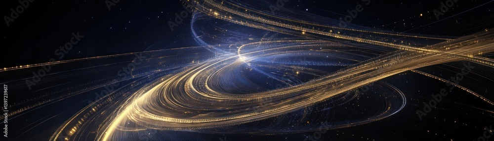 Poster abstract image featuring swirling lines and glowing celestial forms