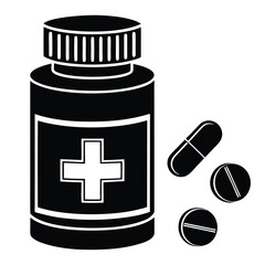 Sleek Medicine Bottle Silhouette Healthcare Graphic Element