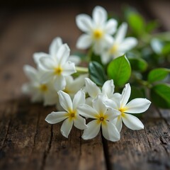 frangipani flower on wood