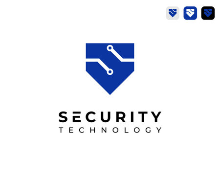 Letter S Shield Protection Tech For Cyber Security Technology Vector Logo Design Illustration