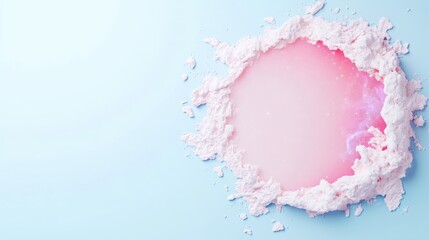 Obraz premium Pink Powder Crater None Soft ethereal lighting High resolution panoramic view Textured surface design Empty space Pastel background Perfect for cosmetic ads