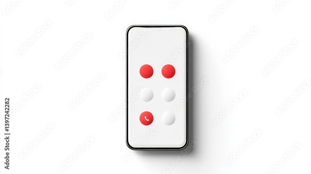 Aufkleber spam call phone security concept. remote control with red and white buttons on a light background.