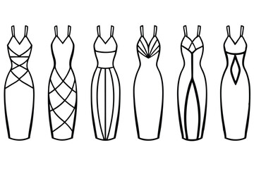 tube dress line art sleek modern fashion design sketch illustration