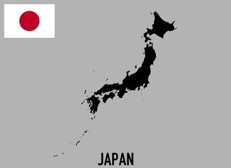 Japan map and flag vector illustration