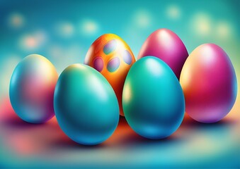Colorful Easter Eggs Using Blurry Background