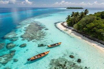 tropical beach with boat