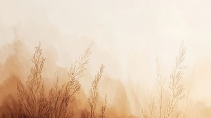 Delicate brown grasses in a hazy autumnal landscape