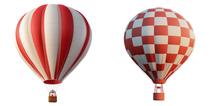 Set of a hot air balloon, isolated on transparent background.