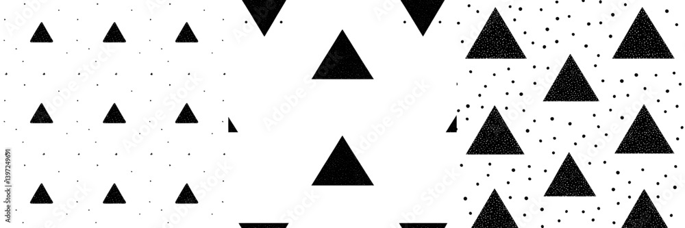 Poster the background is white and features a simple repeating pattern of black triangles drawn by hand in 