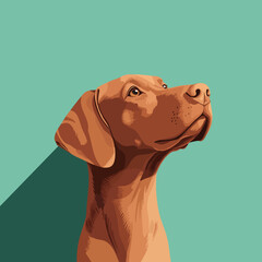 Vector Illustration of a Vizsla Dog Looking Up