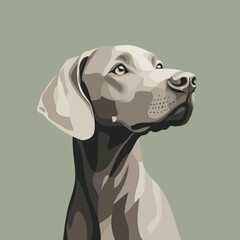 Elegant Weimaraner Dog Portrait on Green Background