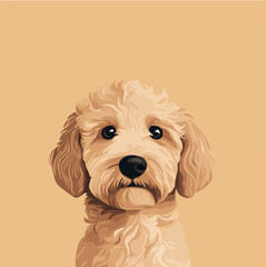 Adorable Doodle Puppy Portrait on Beige Background