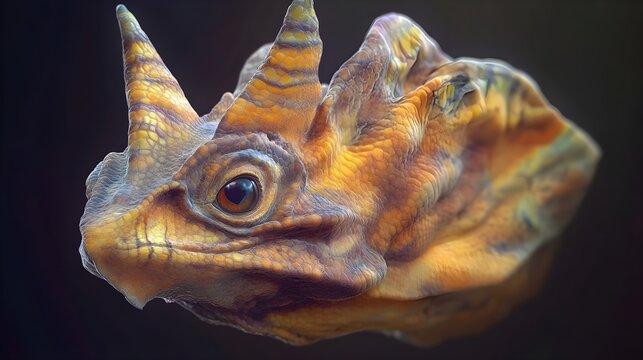 Colorful Horned Lizard Portrait in Vibrant Underwater Environment