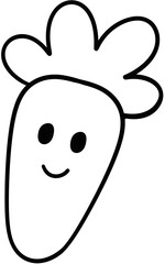 Easter Carrot bunny decorate Black and white for coloring seasonal spring