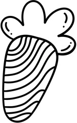 Easter Carrot bunny decorate Black and white for coloring seasonal spring