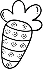 Easter Carrot bunny decorate Black and white for coloring seasonal spring