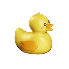 Rubber ducky 3d. Cute yellow duck, a toy for babies. 3d illustration on isolated background