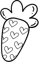 Easter Carrot bunny decorate Black and white for coloring seasonal spring