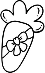 Easter Carrot bunny decorate Black and white for coloring seasonal spring