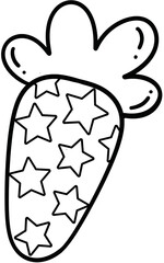 Easter Carrot bunny decorate Black and white for coloring seasonal spring